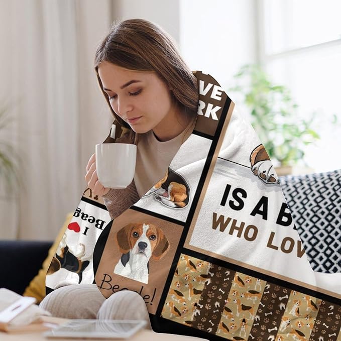 Beagles Dog Print Blanket Best Dog Pet Animal Throw Blankets for Couch Sofa Stuff Decor Gifts Lightweight Soft Cozy Fleece Plush Warm Flannel Bedding for Lover Man Woman Teen Adults 40"x50"
