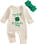 My First First St Patricks Day Baby Girl Outfit Newborn Lucky Clover Jumpsuit Romper Cute Infant Spring Clothes