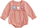 Gaono Newborn Baby Girl Smocked Bubble Romper Cute Boho Summer Clothes Ruffle Sleeveless Crochet Flower Vintage Bodysuit
