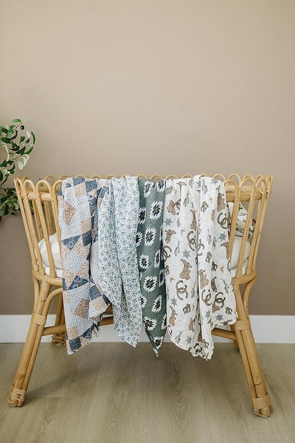 Mebie Baby Southwest Aztec Muslin Swaddle, Modern and Neutral Swaddle Blanket for Baby Girl or Boy, Soft Baby Blankets, 0-3 Month, Comfy Wrap, Baby Essentials & Gifts