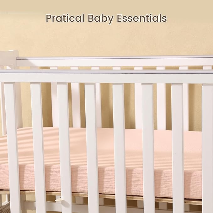 david's kids Muslin Mini Crib Sheets, 2 Pack Cotton Pack N Play Sheets for Girls, Soft Breathable Baby Sheets Fit Pack N Play, Playard and Mini Crib Mattresses, Rainbow