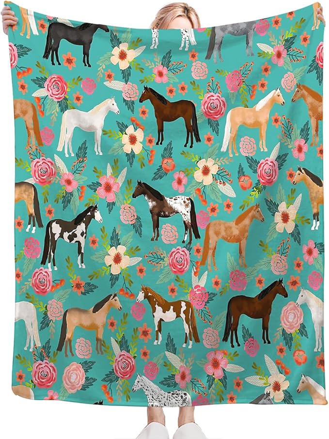 Tijuboni Horse Throw Blanket Horse Gifts for Girls Boys Women Men Kids Adults Soft Flannel Fleece Blanket for Couch Sofa Bed Home Decor 40"x50"