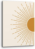 PHAMTE Mid Century Modern Boho Sun Wall Art, Minimalist Sun Sunset Sunrise Nursery Print Framed Canvas Painting Artwork Home Bathroom Girls Room Kitchen Office Decor（11x14 Inch）