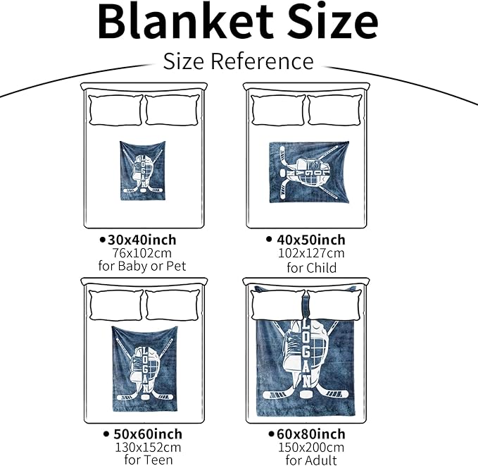 Custom Name Number Hockey Blanket: Personalized Gift for 0-3 Months Baby Nursery Blankets - Toddler Kids Boy Girl Adults Bedding Essentials(60 * 80inch)