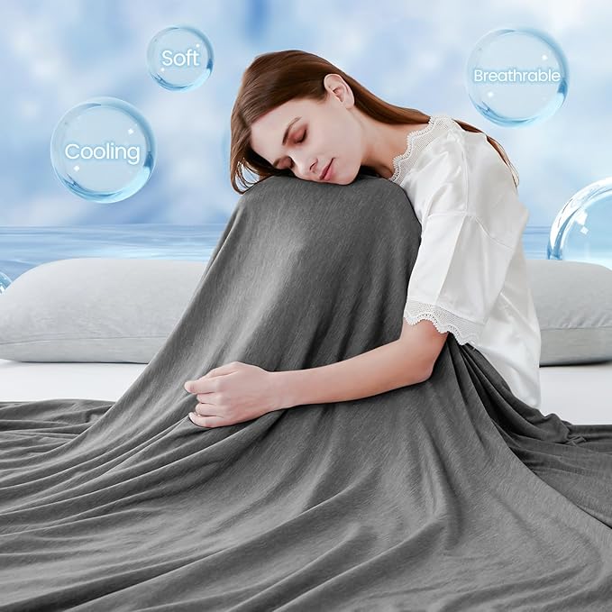 LUXEAR Cooling Blanket Japanese Q-Max >0.5 Technology Keep Cool in Hot Summer, King Size Blanket for Adults, Children, Babies, Mica Nylon and PE Cool Fabric Breathable Comfortable-Black