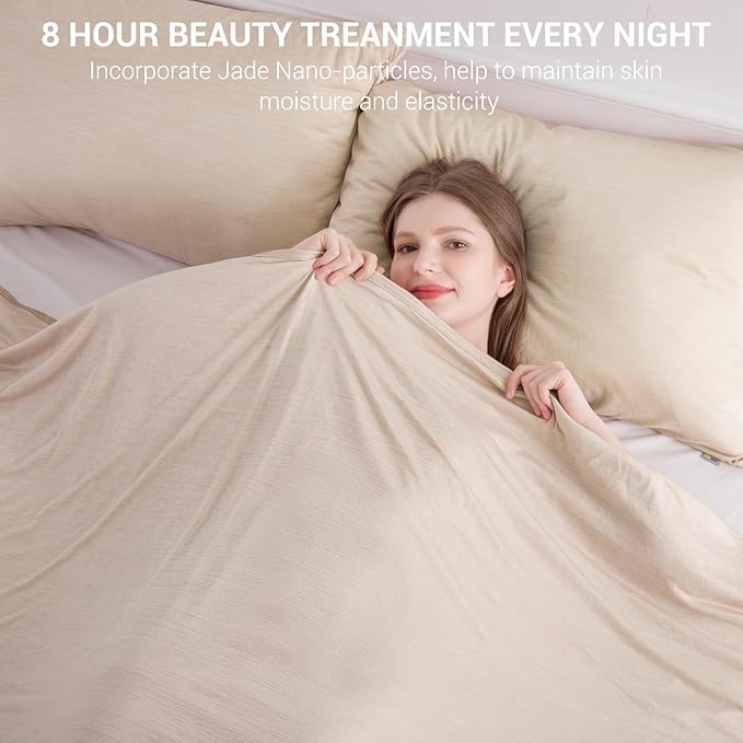 Elegear Revolutionary Cooling Blanket Twin, Absorbs Heat to Keep Body Cool for Night Sweats, Arc-Chill 3.0 Cool Fiber Q-Max>0.5 for Hot Sleepers, Lightweight Summer Cold Blankets for Sleeping, Beige