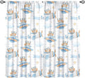 Cartoon Bear Curtains, Lovely Bear Adventure Airplane Blue White Stripe Blackout Window Treatments, Rod Pocket Thermal Insulated Drapes 2 Panel Sets for Kids Bedroom Nursery Classroom, 52"W X 84"L