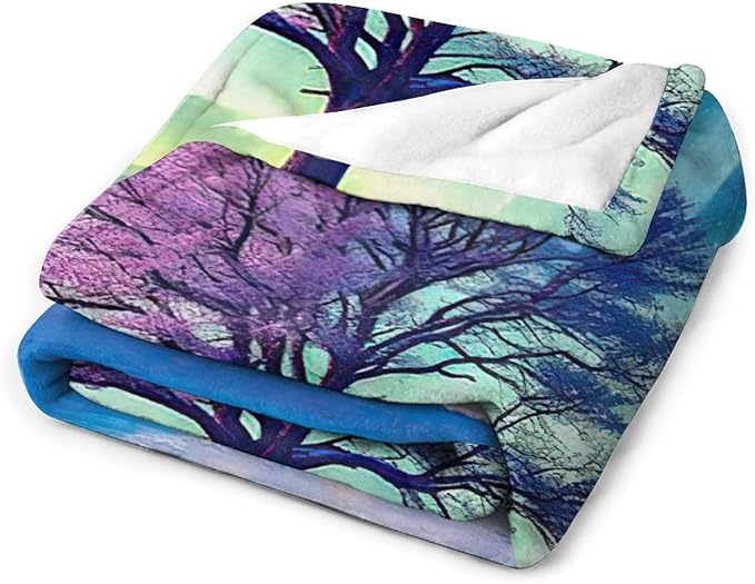 Tree of Life Blanket Arctic Tree Gifts for Girls Boys Woman Kids Aurora Borealis Lover Throw Blankets Soft Blanket Warm Fleece Flannel Plush Blankets for Bed Sofa Couch 60"x80"
