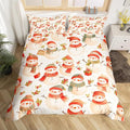 Manfei Cute Snowman Duvet Cover Set Twin Size, Christmas Theme Bedding Set for Kids Kids Girls Room Decor, Western New Year Comforter Cover, Lightweight Bedspread Cover, 1 Pillowcase, No Comforter