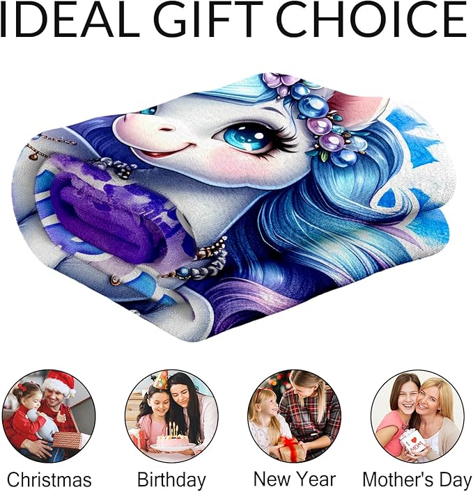 Personalized Unicorn Blanket for Girls 4-6 - 40" x 50" Inches Kids Blankets Gifts for Girls - 40" x 50" Cozy Furry Plush Throws for Couch, Sofa & Chair