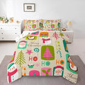 Erosebridal Xmas Decor Quilts Kids Santa Claus Christmas Tree Comforter Set Boys Girls Bedroom, Cartoon Snowflake Bedding Set Cute Snowman Down Comforter Twin Size
