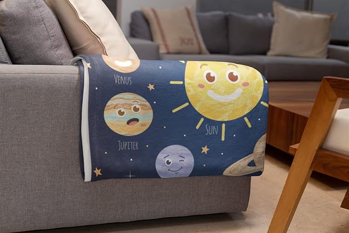 Custom Space Blanket for Kids | Warm Fleece Throw Blanket | Space Room Decor | Plush Blanket | Soft Cozy Star Galaxy Blanket | Personalized Blanket(Space V1, Fleece - 30x40)