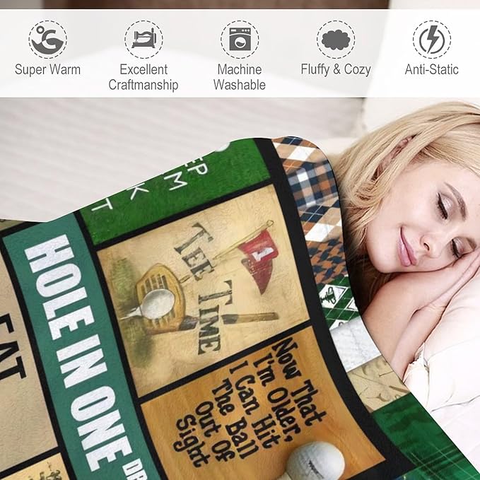Golf Blanket Gifts for Golf Lovers Golf Throw Blanket for Women Men Adults Soft Warm Cozy Fleece Blanket for Couch Sofa Bed 50"x60"