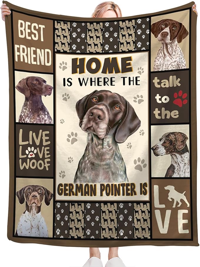 Tijuboni German Shorthaired Pointer Throw Blanket Dog Gifts for Girls Boys Women Men Kids Adults Soft Flannel Fleece Blanket for Couch Sofa Bed Home Decor 50"x60"