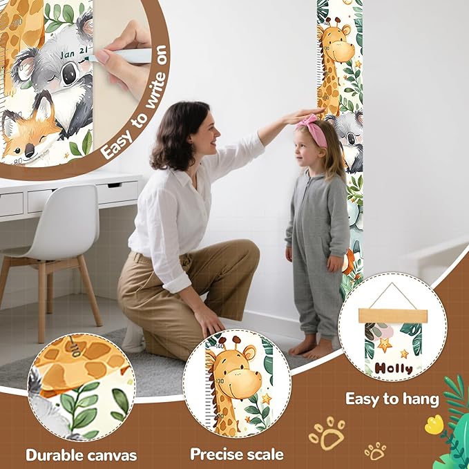 Kids Growth Chart Height Measuring Chart, Christmas Deer Child Height Measurement, Height Measurement for Children Boys Girls, Baby Room Nursery Wall Decor