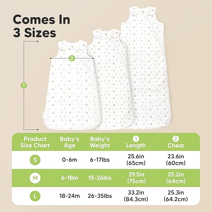 2-Pack Organic Baby Sleep Sacks, 100% Cotton - Soft & Breathable 0.5TOG Baby Wearable Blanket, Toddler Sleeping Sack 0-6 months, Easy to Wear Transitional Swaddles for Newborns (Butterflies, S)