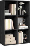 VASAGLE Custos Collection - Bookshelf, Bookcase, Cube Shelf with 6 Compartments, 9.4 x 25.8 x 38.6 Inches, Storage Shelf, for Living Room, Home Office, Dining Room, Ebony Black ULBC423B01