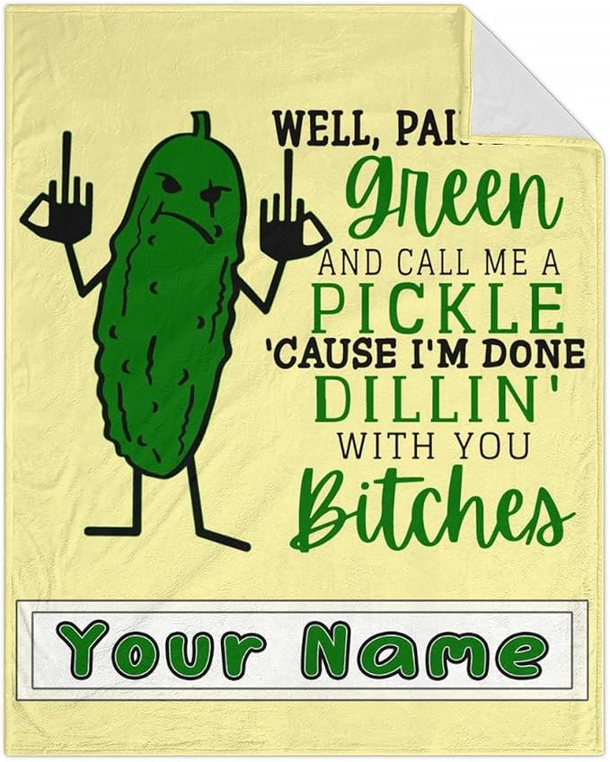 Custom Pickle Throw Blanket for Teen - 50x60 Inches Throw Size - Soft Fluffy Cozy Blankets Gift - Beige Novelty Blanket Throws for Living Room Decorative