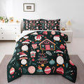 Feelyou Christmas Kids Comforter Set Toddler Size Xmas Tree Ball Bedding Set Penguin Duvet Quilt for Kids Boys Girls Bedroom Gingerbread Houses Decor Microfiber Ultra Soft Breathable