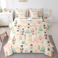 Erosebridal 7Pcs Beige Christmas Comforter Set King Size,Princess Nutcracker Bedding Set,Xmas Tree Snow Bed in A Bag for Kids Boys Girls,Starry Sky Christmas Decoration Quilt with Flat Fitted Sheet