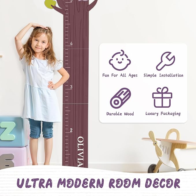 Personalized Name Growth Chart, Cute Koala Wooden Growth Chart for Kids, Height Chart for Boys Girls, Measuring Board for Kids Height for Child's Room, Nursery Decor Decoration