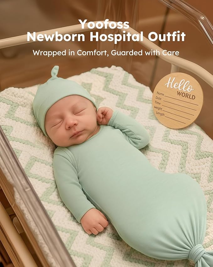 Yoofoss Baby Knotted Gowns 0-3 Months, Newborn Sleepers Hospital Coming Home Outfit for Photograph, Soft Breathable Comfort