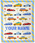 Personalized Throw Blanket Gift for Boys - 30" x 40" Inches Soft Cozy Car Blanket for Lap, Couch, Office - Blue Cartoon Throw for Girls Kids