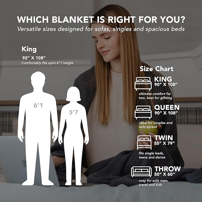 Goqan Muslin Blanket Twin 55x79 – 100% Cotton 4 Layer Boho Muslin Blanket for Adults, Lightweight, Soft, Breathable - Dark Grey