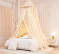 Mengersi Bed Canopy for Girls Kids,Double Canopy Bed Curtains Round Dome Mosquito Net Castle Play Tent Castle for Girls Room Decor (Ivory/Double)