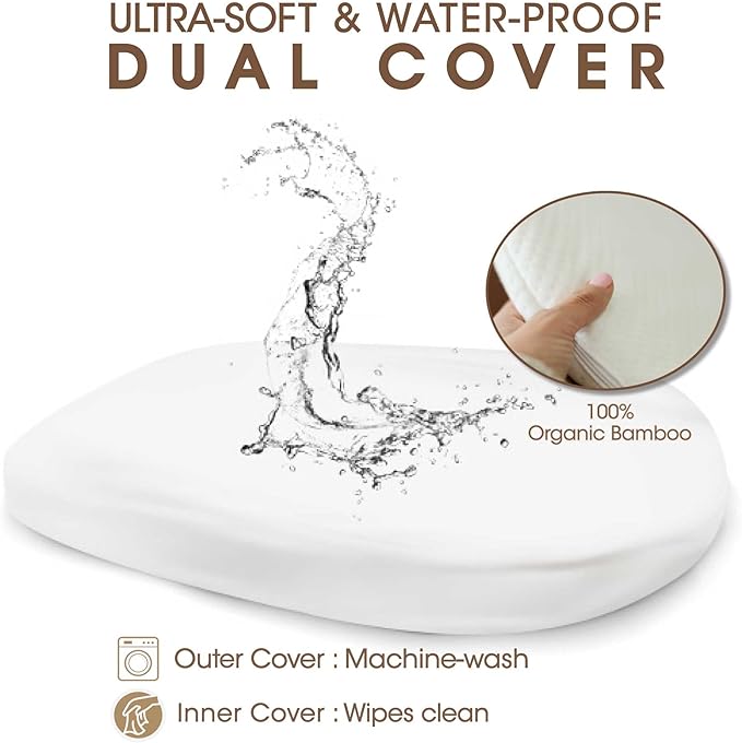 J&Joo Baby Changing Basket - Waterproof Pad Cover, Portable, Changing Table Topper, Changing Pad for Dresser, Nursery Changing Station, Newborn Basket, Infant Mat, Gift for Baby Shower (Cream)