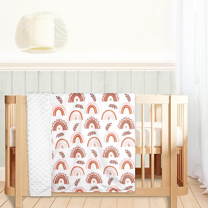 Pea Pod 30'' x 40''Baby Blankets, Rainbow Toddler Newborn Blanket for Boys Girls, Super Soft Minky and Dotted Backing, Double Layer, Crib Receiving Blanket for Nursery/Stroller/Toddler Bed/Carseat