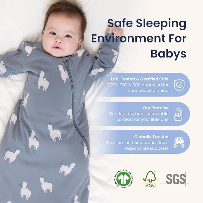 Unisex Sleeping Bag for Babies and Toddlers 1.0 Tog Sleep Sack 6-18 Months, Newborn Sleep Sack, Wearable Blanket Baby, One piece Long sleeves, Gifts for Baby