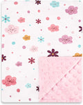 Pea Pod Baby Girls Blanket Soft Floral Minky Blanket for Newborn, 30'' x 40'' Double Layer Design, Dotted Backing Warm Baby Quilt Crib Blanket for Nursery/Stroller/Toddler Bed/Baby Car Seat