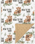 Highland Cow Baby Blankets for Boys Girls 30 x 40, Eucalyptus leaf Soft Double Layer Minky Blanket with Dotted Fleece Back, Nursery Bed Receiving Quilt for Newborn Infant Toddler Shower Gift
