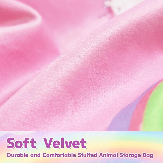 Jorbest Unicorns Stuffed Animal Storage Bean Bag Chair for Kids and Adults, Unicorns Rainbow Bean Bag Stuffed Animal Storage, Luxury Velvet Stuffie Seat - Cover ONLY (200 L/52 Gal, Rainbow)