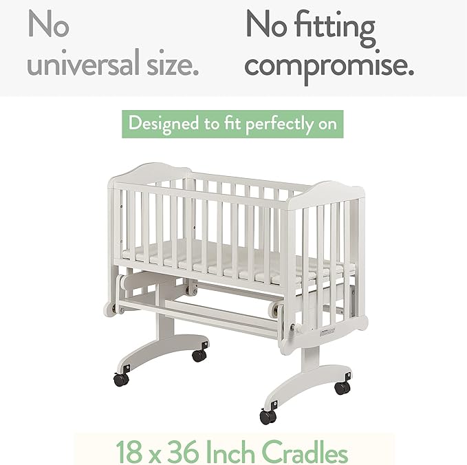 Cradle Sheets Fitted 18 x 36 Inch – Snuggly Soft 100% Jersey Cotton – Light + Dark Sage Green – 2 Pack