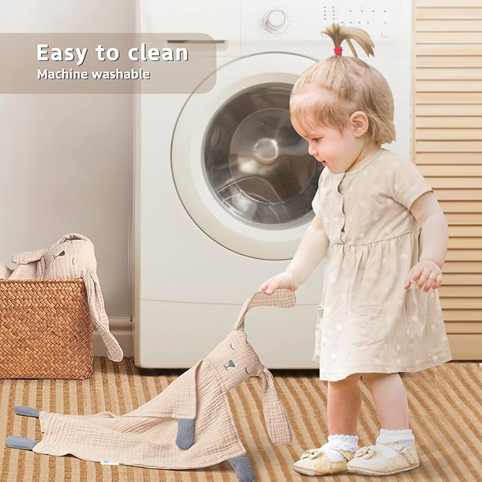 Lulu moon Puppy Security Blanket: Skin-Friendly Muslin Lovey for Travel & Daycare - Snuggle Lovie for Self-Soothe