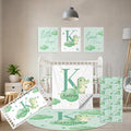 Custom Baby Bedding Set, 5 Pcs Personalized Baby Crib Sets with Name, Toddler Bedding Set for Baby Girls Boys, Green Crocodile Double Layer Nursery Bedding Set, Customized Gifts for Infants