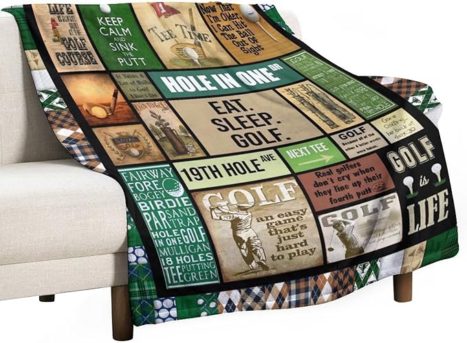 Golf Blanket Gifts for Golf Lovers Golf Throw Blanket for Women Men Adults Soft Warm Cozy Fleece Blanket for Couch Sofa Bed 40"x50"