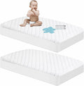 NTBAY 2 Pack Waterproof Crib Mattress Protector, Quilted 28"x52" Toddler Fitted Sheet - Machine Washable - Soft and Breathable Mattress Pad Cover for Crib, Nursery, Daycare, Cot, White