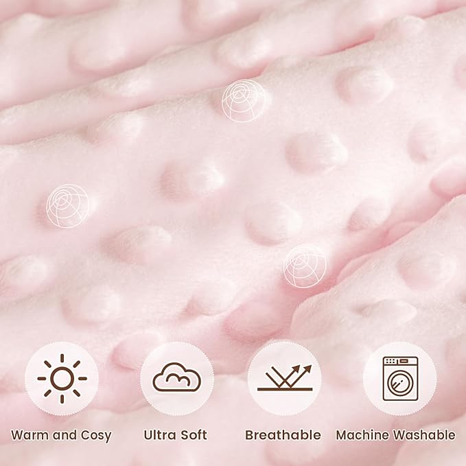 david's kids Micro Fleece Minky Baby Blanket for Girls with Double Layer and Soothing Raised Dots, Breathable and Soft Lightweight Receiving Blanket for Newborns, 30x40 Inches, Floral Flowers