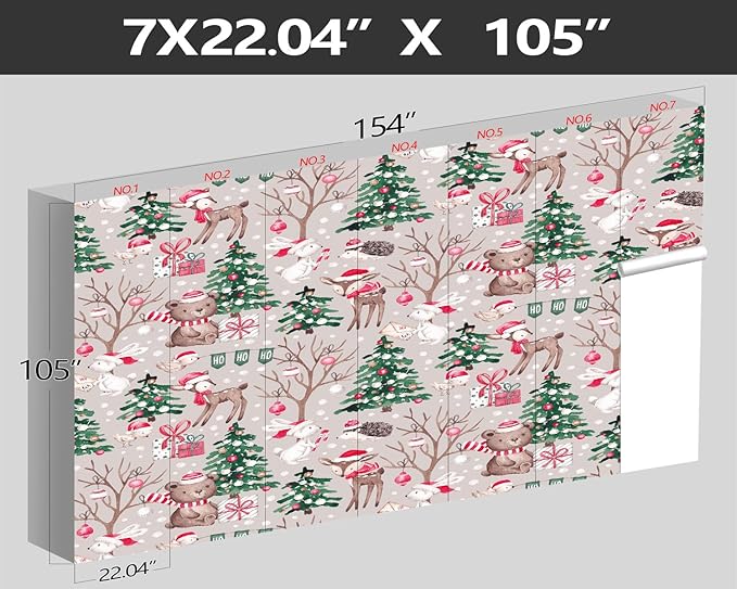 XMPMBM-Christmas Day Cartoon Pine Forest Nursery Room Fabric Wallpaper Kids Bedroom Hand-Painted Graffiti Wall Mural-W 154" X H 105"（112 Square Foot）