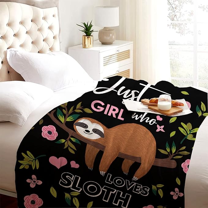 Sloth Blanket Ultra Soft Cozy Flannel Sloth Throw Blanket for Women Girls Adults Gifts 60"x50"