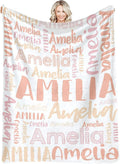 Dr.TOUGH Personalized Blankets with Name Customized Baby Blankets for Girls Boys Adults Monogrammed Blankets and Throws Christmas Birthday Mothers Fathers Valentines Day Gift (Light Orange,30''×40'')