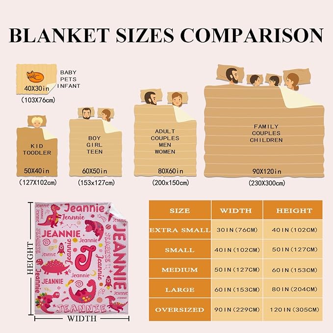 Dinosaur Lover Astronaut Personalized Blanket with Name Custom Pink Dinosaur with Name Flannel Blanket Soft Throw Meaningful Gift for Toddlers Girls Boys Kids Pets 60 * 50" M for Teen