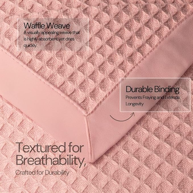 Salt Earth GOTS Certified 100% Organic Cotton Throw Blanket, 60"x80" Waffle Blankets & Throws for Bed, Throw Blanket for Couch, Cozy Christmas Blankets and Throws for Christmas Gifts (Misty Rose)
