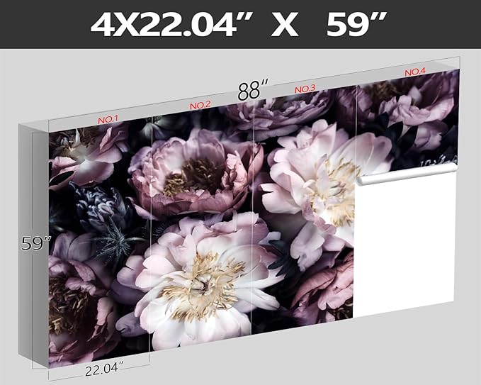 XMPMBM-Purple Peony Floral Fabric Wallpaper Living Room Bedroom Bathroom Wall Mural-W 88" X H 59"（36 Square Foot）