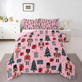 Feelyou Nutcracker Comforter Set All Season Merry Christmas Tree Bedding Set with 1 Pillow Cases Snowflake Kids Toddler Bedclothes Soldier Print Decor Duvet Quilt Soft Lightweight