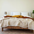Cotton Muslin Blanket – Soft Muslin Comforter Quilt Made from Premium Muslin Fabric, Lightweight Breathable Cotton Quilt for All Seasons (Cream Beige, Twin)