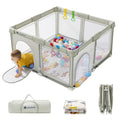 Foldable Baby Playpen with Mat, Foldable Playpen for Babies and Toddlers,Kids Portable Travel Play Pen, Collapsible Play Yard with 4 Handles,Indoor & Outdoor Baby Play Area with Breathable Mesh